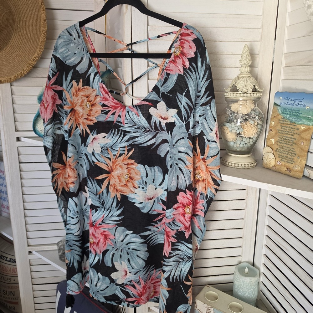 Kona Sol Tropical Beach Cover-up Size M - Picture 2 of 4